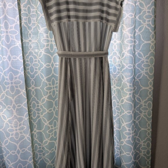 Calvin Klein Striped Belted A-Line Maxi Dress - Picture 4 of 8
